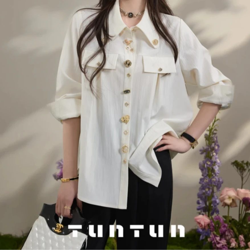 小众设计【风的信使】春季显瘦法式小众设计感时尚百搭长袖衬衫