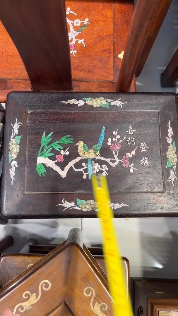 【闪购商品】木喜鹊登梅长凳一对