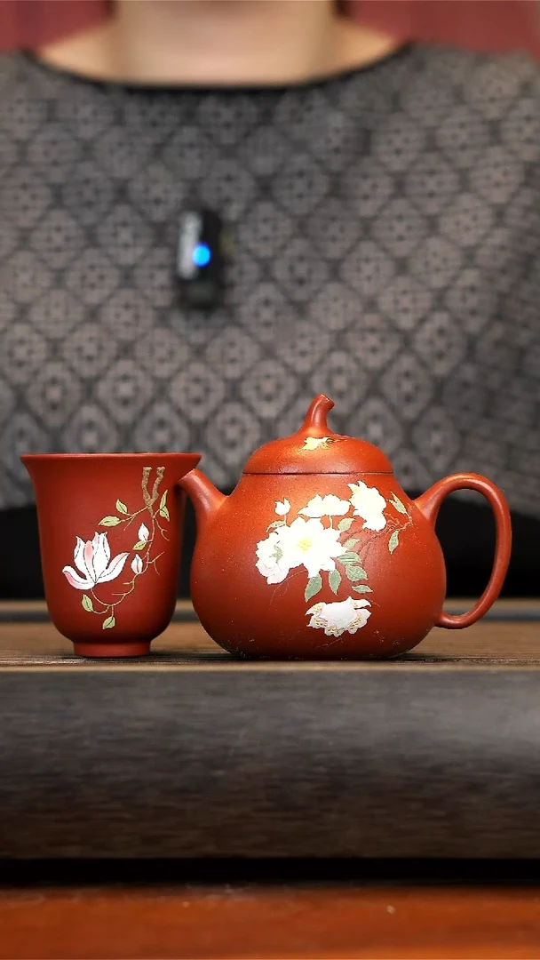 【闪购商品】紫砂茶壶120cc小茄瓜+杯子