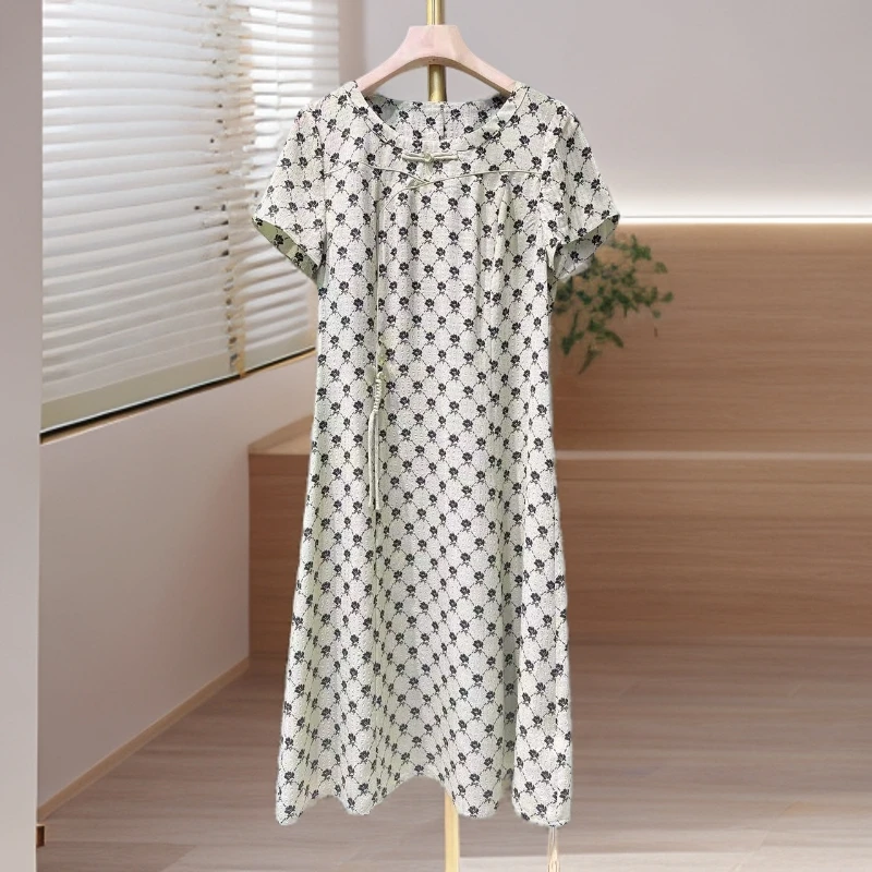 A762#【木兮兮专属】2025年夏季新款气质显瘦百搭时尚印花连衣裙