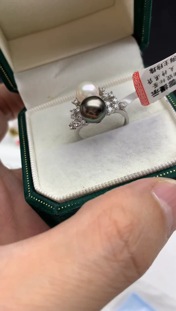 银S925镶嵌ff海水珍珠戒指