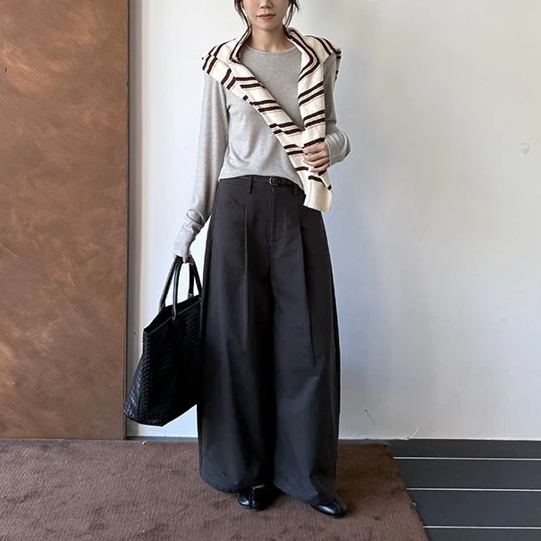 【清】逸语2025冬季ICC韩版简约百搭磨毛厚款休闲裤女（配腰带）1092