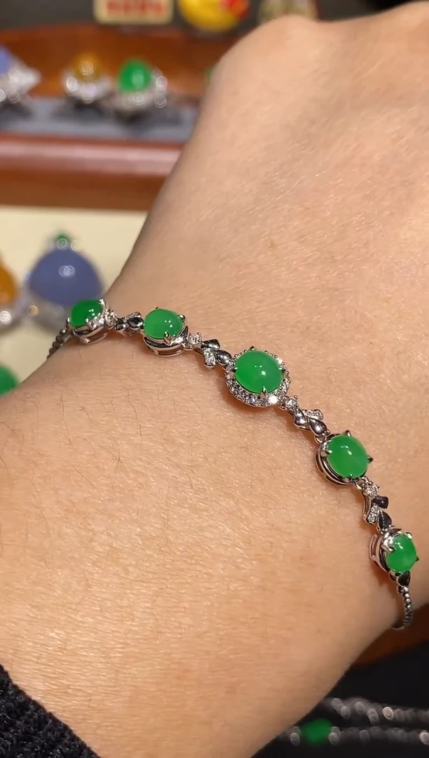 【闪购商品】翡翠手链18K金镶嵌手链