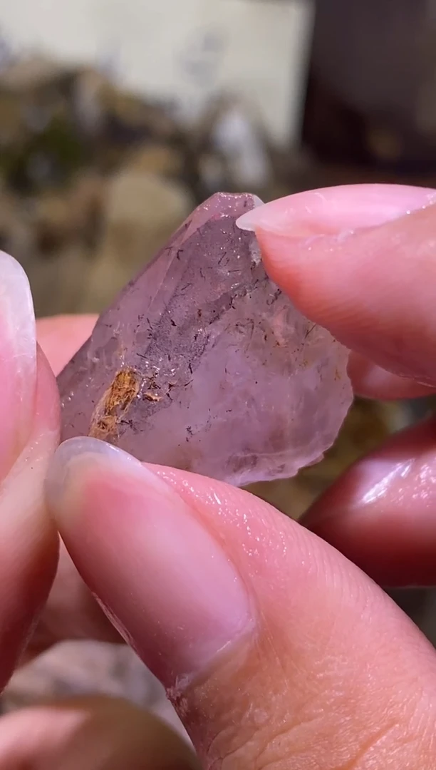 未镶嵌珠宝半成品水晶23号 紫红色带隐山资料库花园水晶