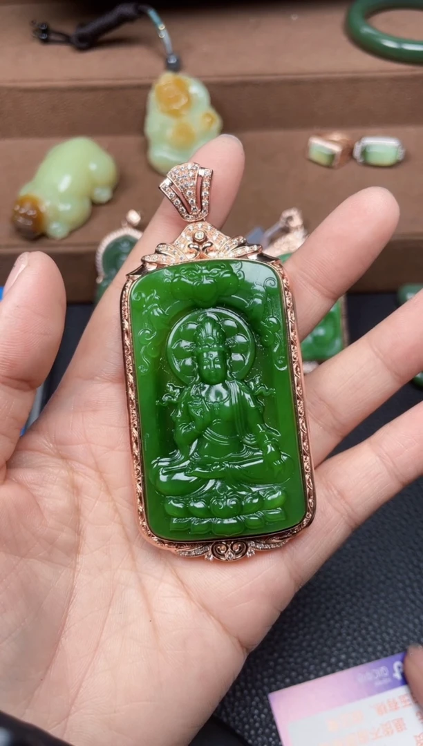 颈饰银S925镶嵌和田玉F75