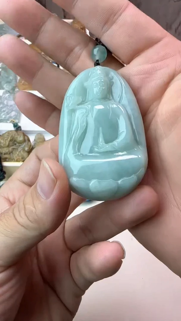 吊坠(不含链)未镶嵌翡翠泡*天然缅甸A货翡翠（观音）