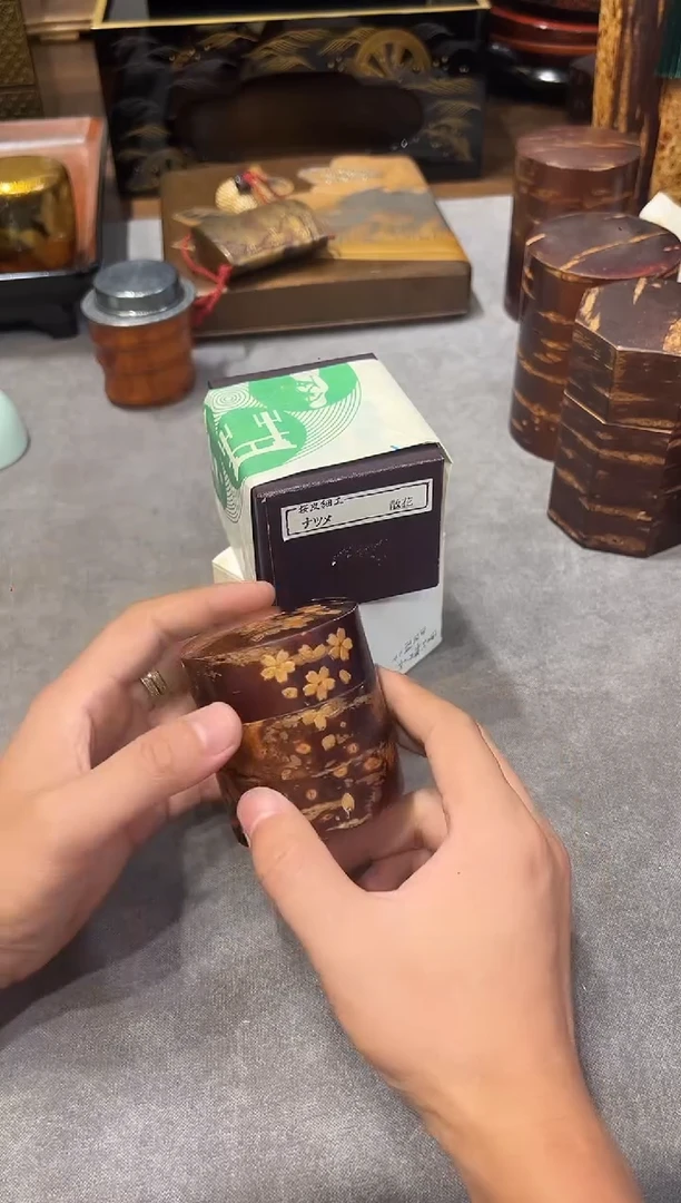 樱皮拼花 茶枣 大漆漆器大漆漆器
