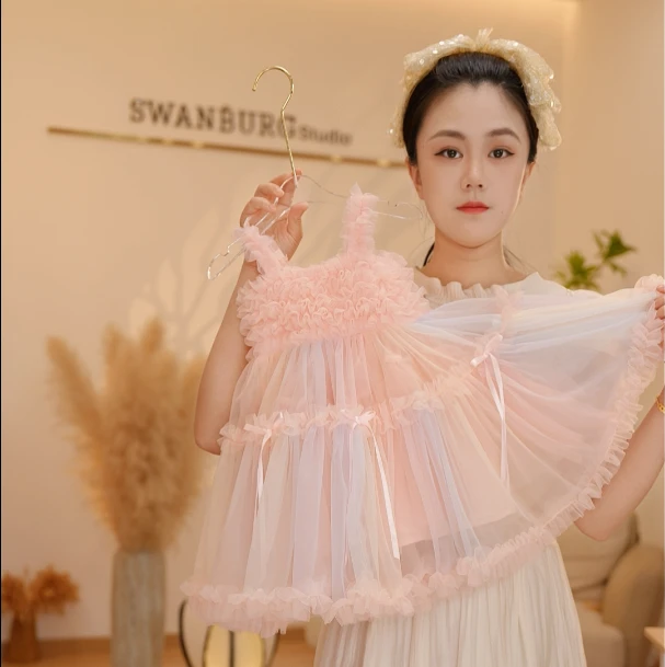【Y.d4354】25夏季新款女童吊带彩色网纱裙女宝洋气甜美连衣裙