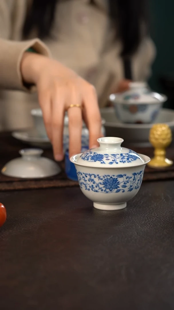 【闪购商品】杯聚澜堂点工串枝盖碗