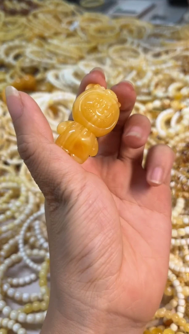 未镶嵌蜜蜡裸石猫*打孔编绳不退不换