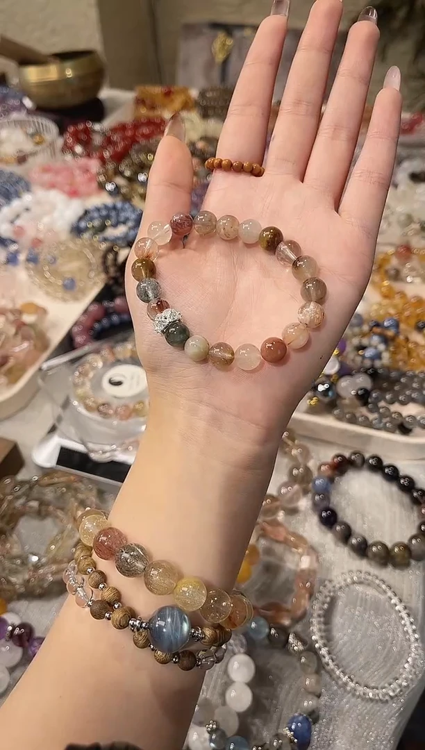 水晶摆件未镶嵌莫奈花园兔毛 孤品