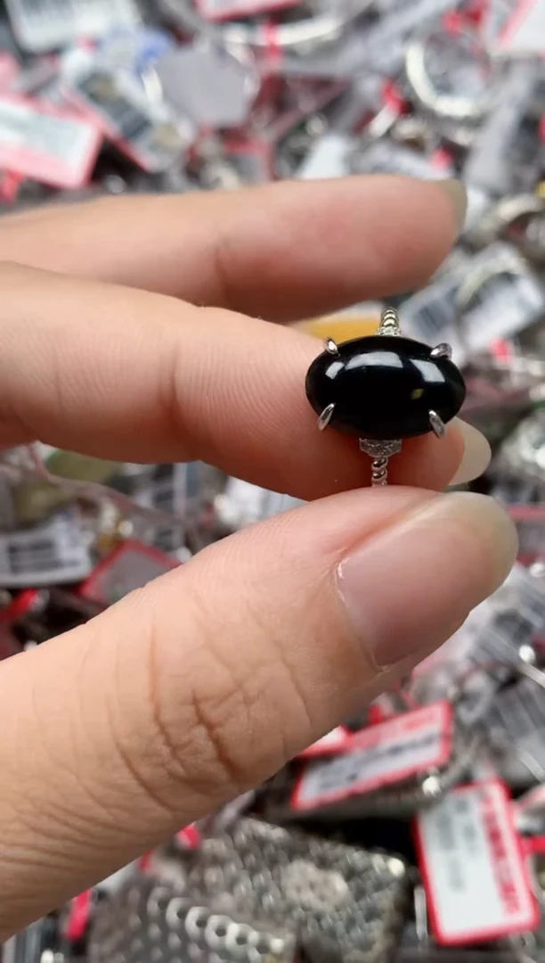 银S925镶嵌戒指翡翠天然A货缅甸翡翠