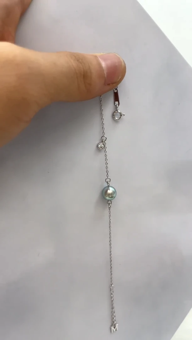 海水珍珠银S925镶嵌手链7-8