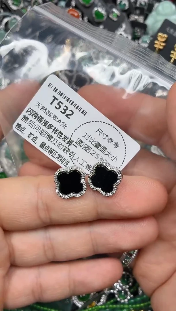 颈饰未镶嵌翡翠T532耳钉
