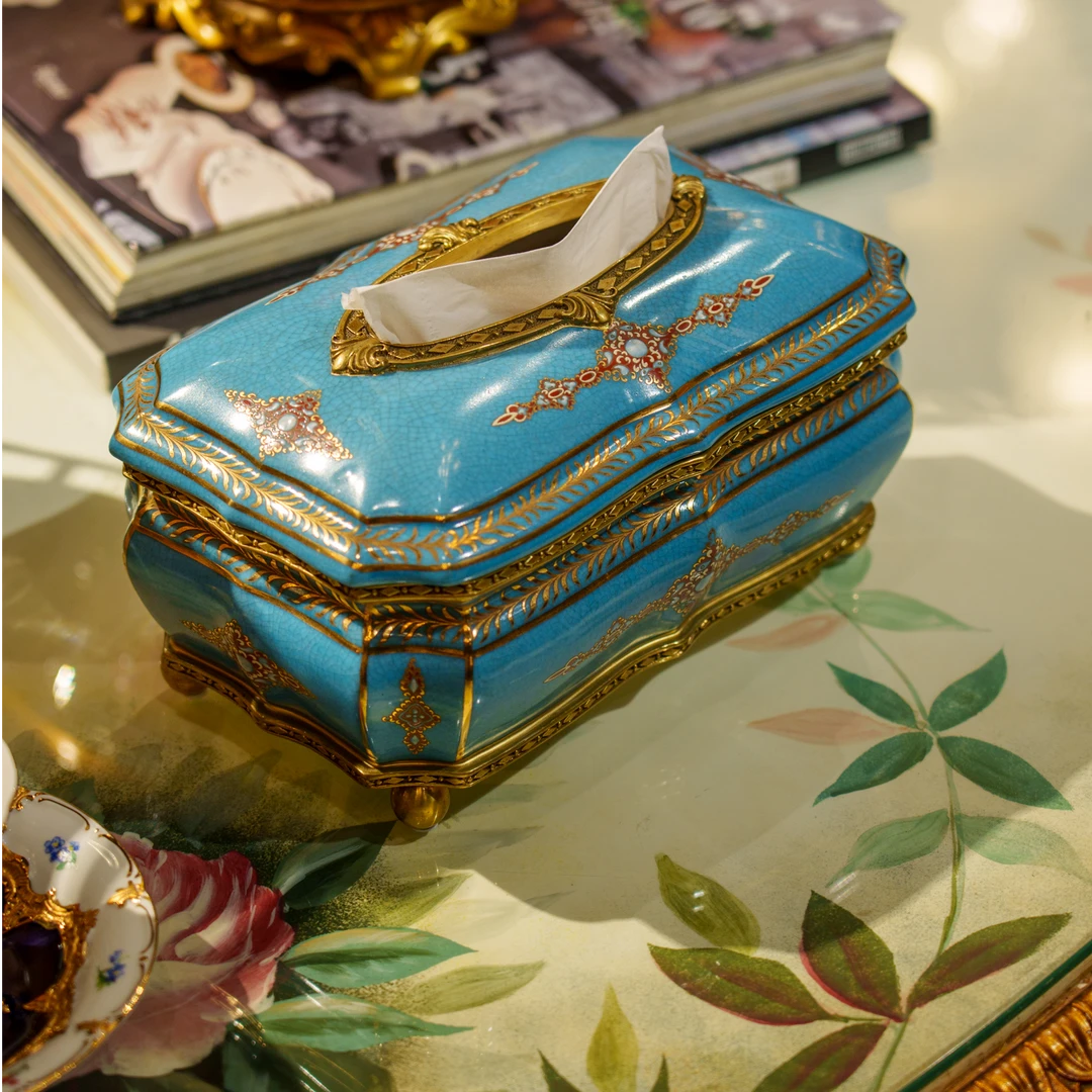 castilian/卡斯特兰轻奢高档新创意陶瓷抽纸盒家用简约现代纸巾盒