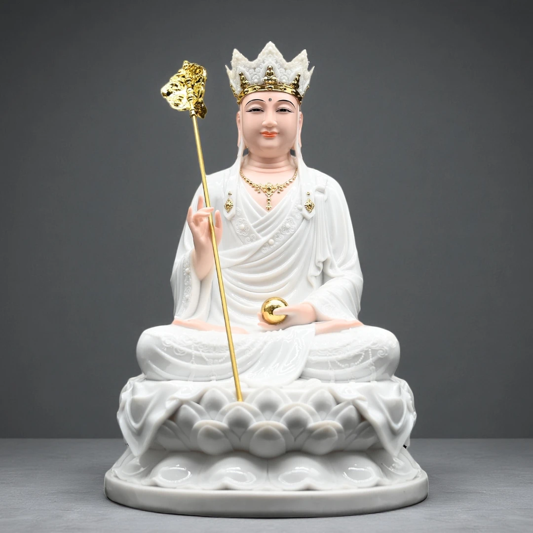 新款仿瓷汉白玉地藏王菩萨九华山地藏家用装饰佛像摆件