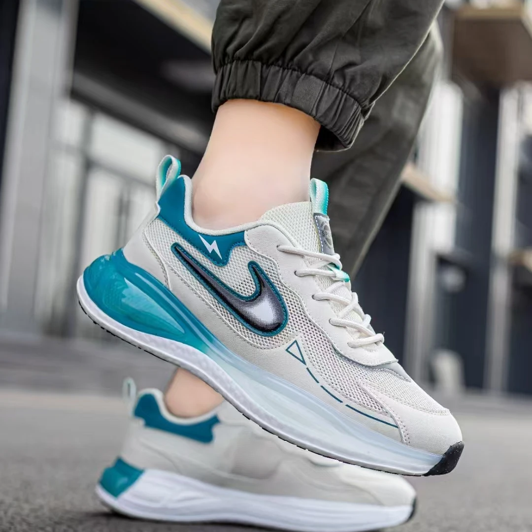 时尚春夏季2025新款男士网面透气运动跑步休闲百搭潮鞋轻底男鞋