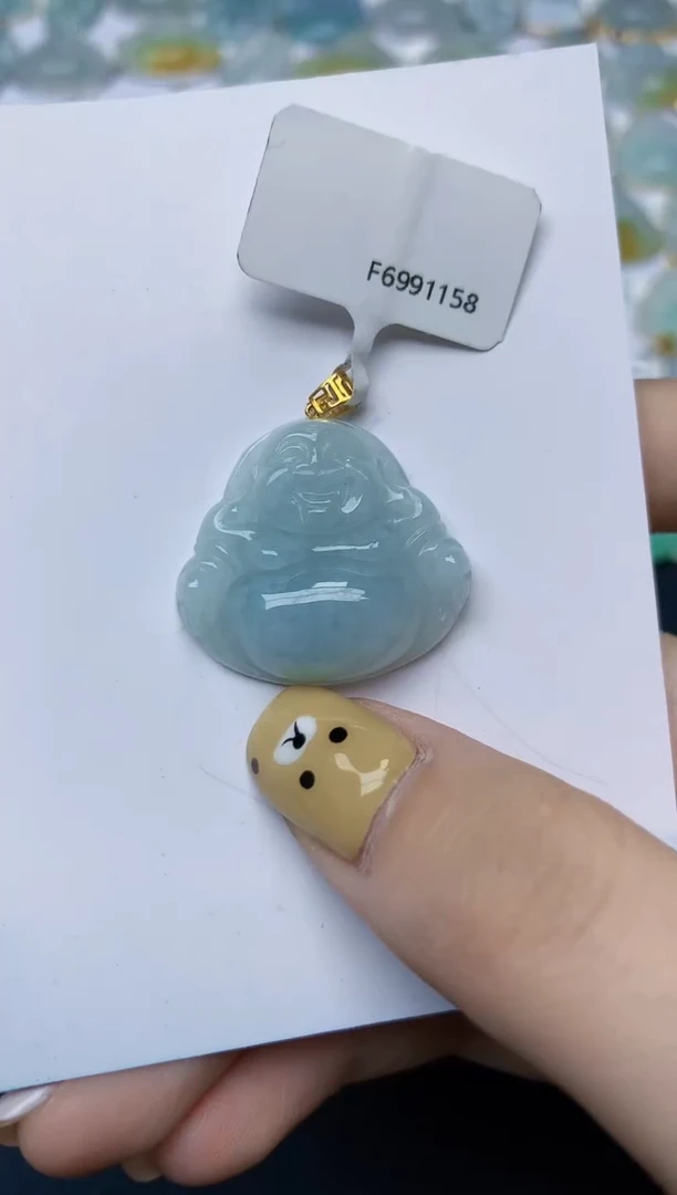 翡翠18K金镶嵌颈饰天然翡翠A货
