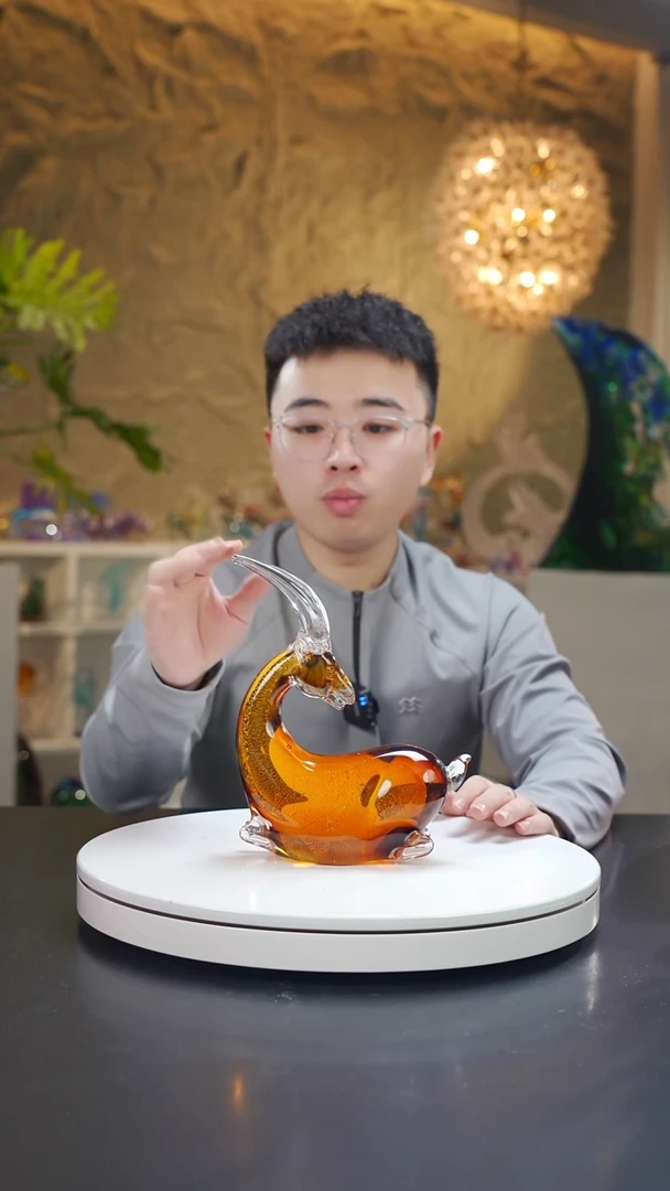 手工艺品琉璃琥珀金羊摆件