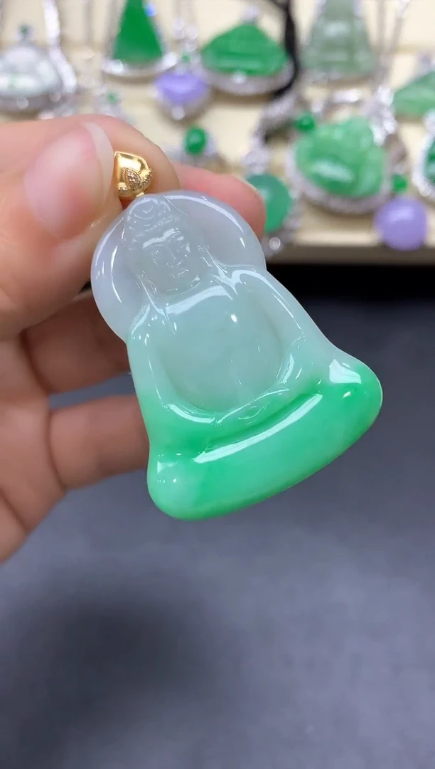 颈饰18K金镶嵌翡翠366-中国好珍宝