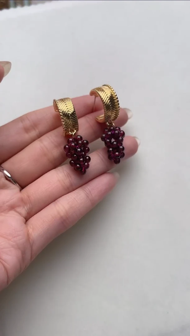 【闪购商品】石榴石（芬达石）耳环合金my525耳环