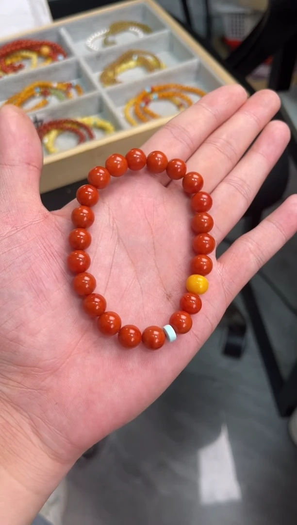 未镶嵌手串南红玛瑙南红单圈蜜蜡手串QF-A441（多样性发一）