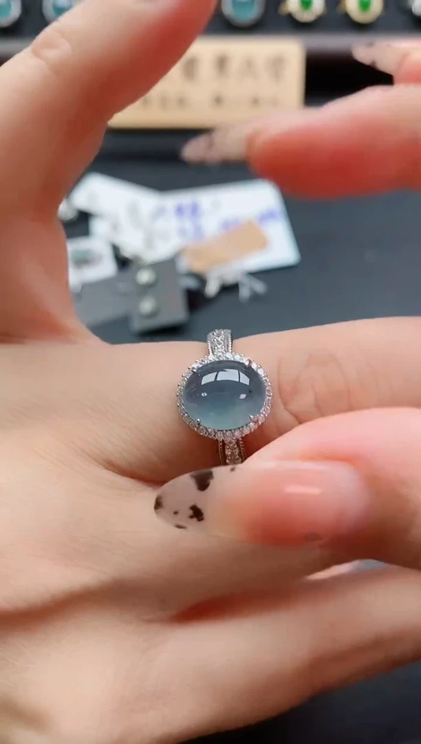 银S925镶嵌戒指翡翠1