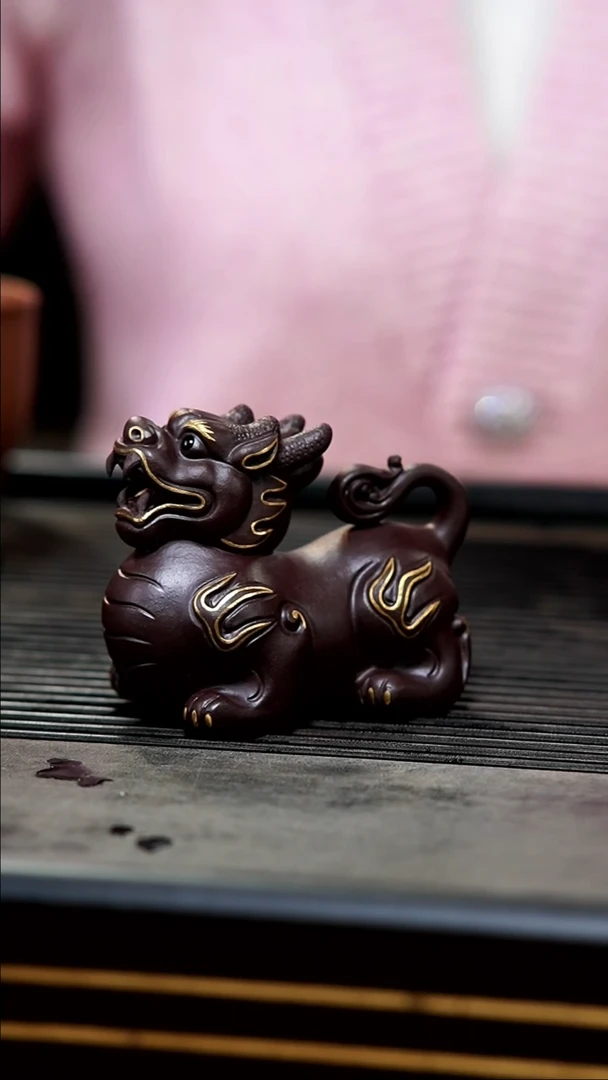 【闪购商品】紫砂茶壶招财貔貅描金款