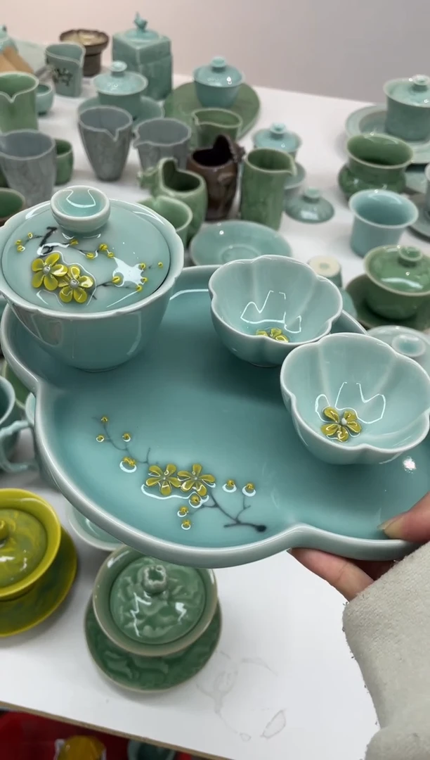 瓷手工捏花  慧仙青瓷 龙泉青瓷大促