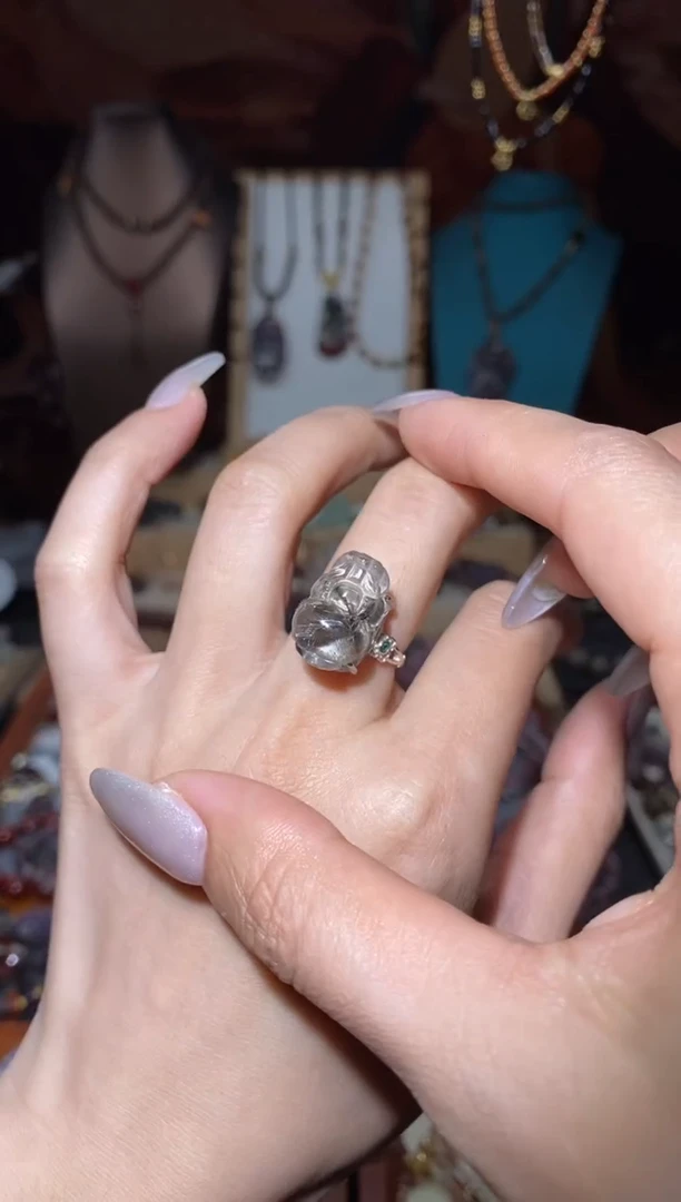 【闪购商品】水晶戒指未镶嵌黑银钛貔貅多样性发其1