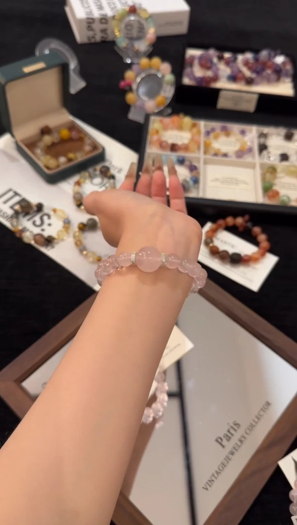 合金手链水晶粉水晶x3706