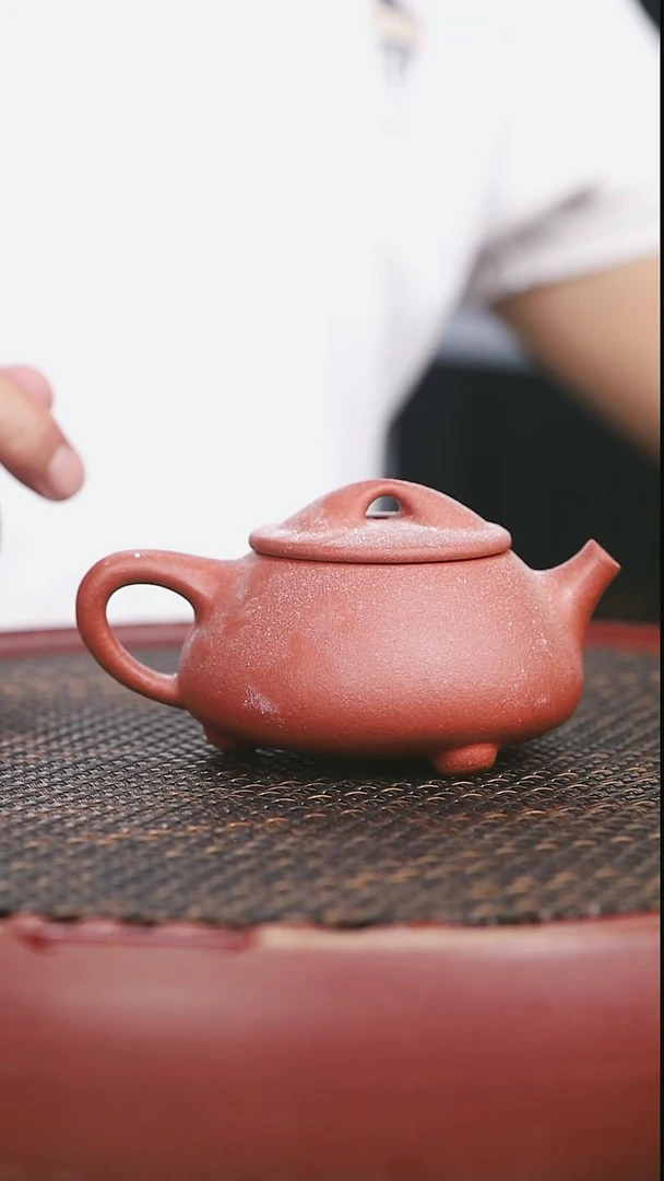 茶壶紫砂10号大红泥景州石瓢微瑕185CC