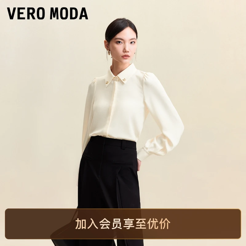 Vero Moda衬衫女2025秋冬新款蝴蝶结单排扣上衣百搭通勤精致小众