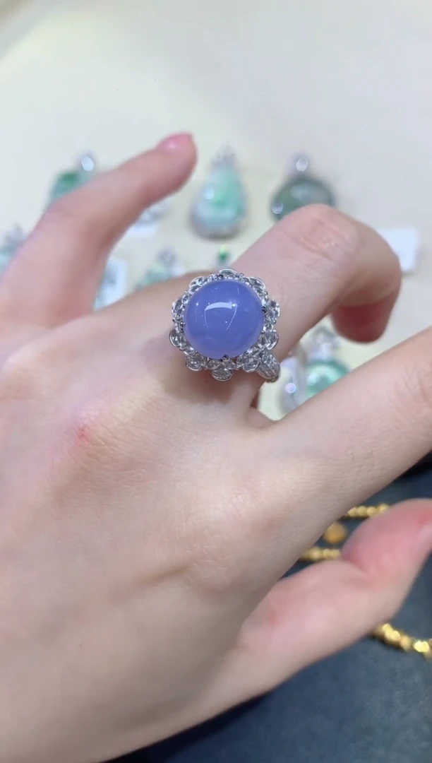 18K金镶嵌戒指翡翠戒指A173|25000