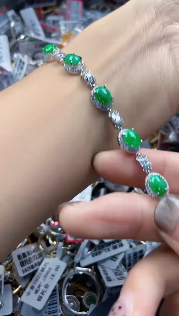 银S925镶嵌戒指翡翠15  15   1