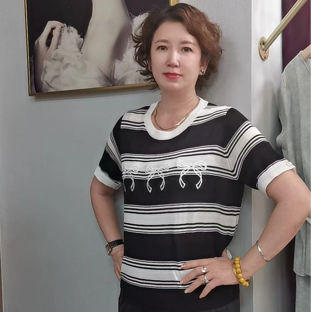 茹茹时装条纹针织短袖