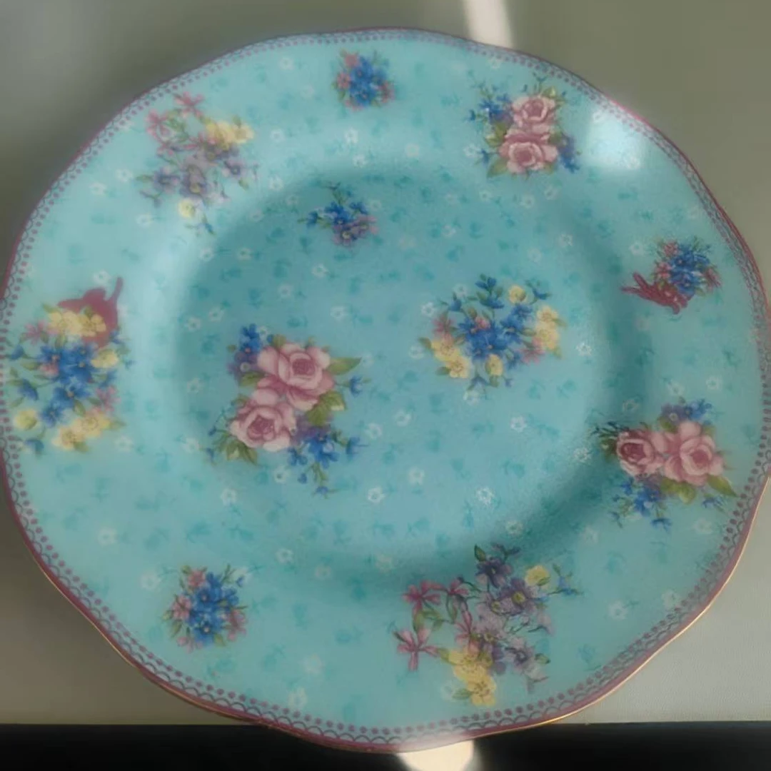 陶瓷小碟（310-360）需要确认下单手绘蓝色手工瓷厂小盘盘子绿色