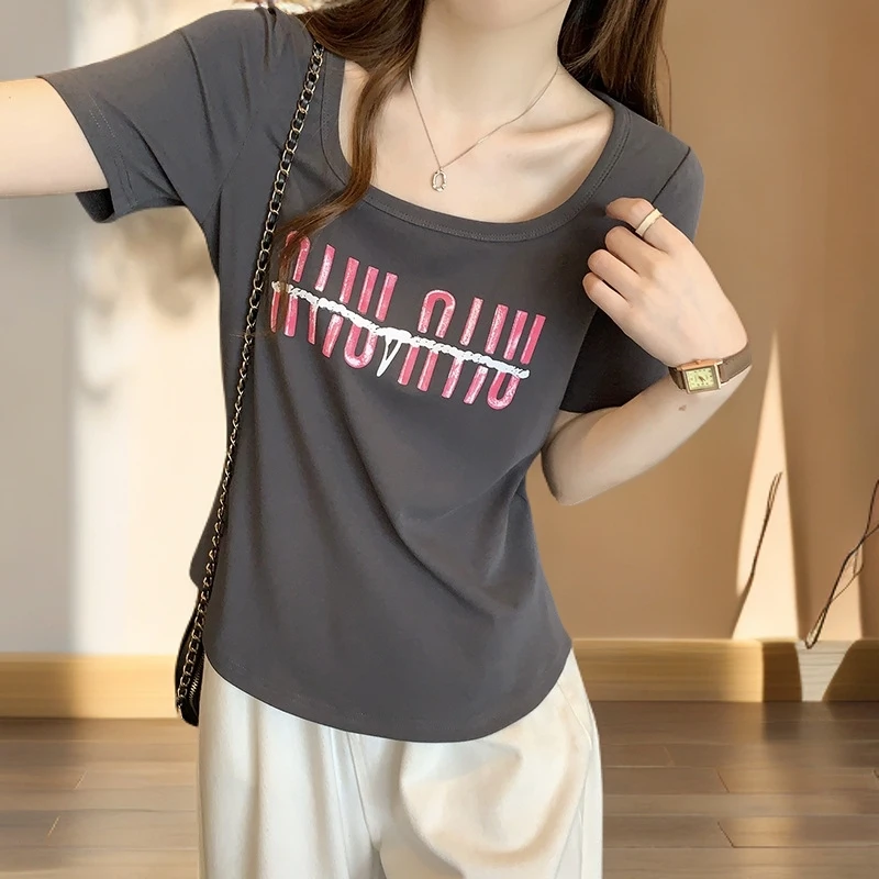 大码女短袖100-180斤微胖女生正肩大码t恤夏季爆款洋气遮肉显瘦