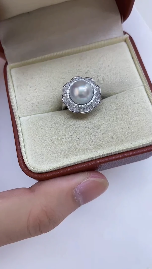 银S925镶嵌海水珍珠戒指