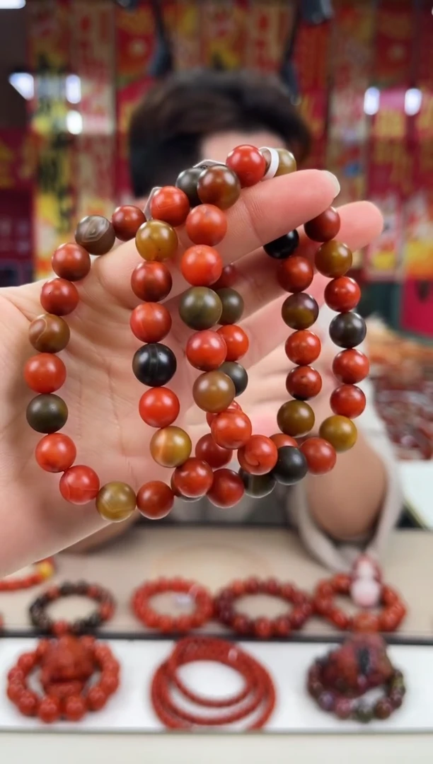 未镶嵌包浆巧家手串9+南红玛瑙（多样式发其一）