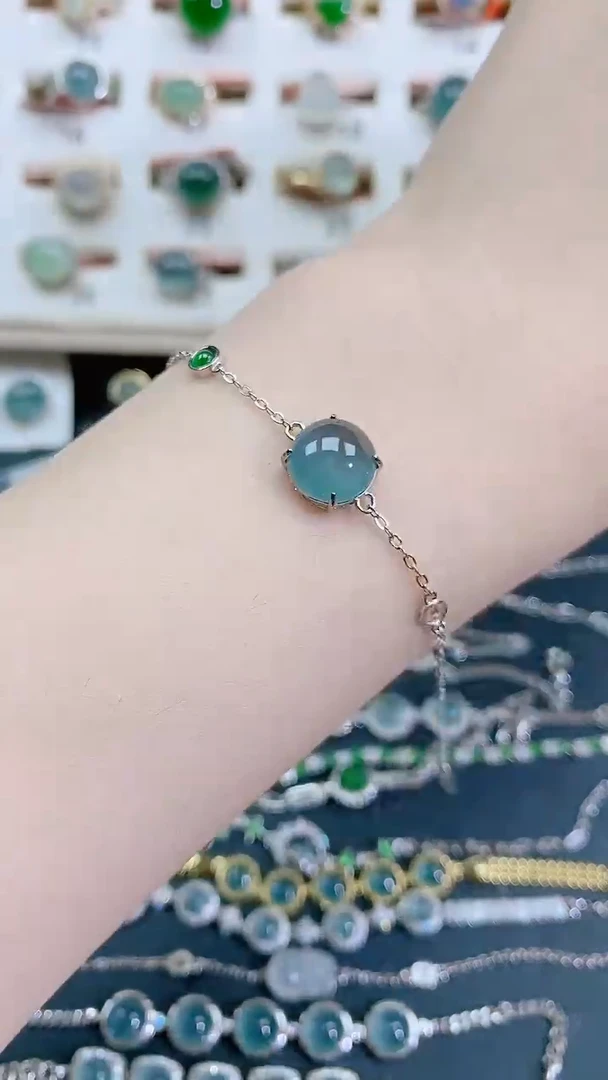 银S925镶嵌手链翡翠天然翡翠