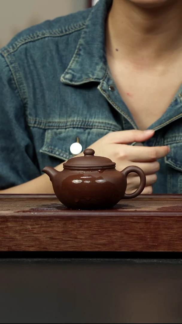 紫砂茶壶老紫泥 永福莲子