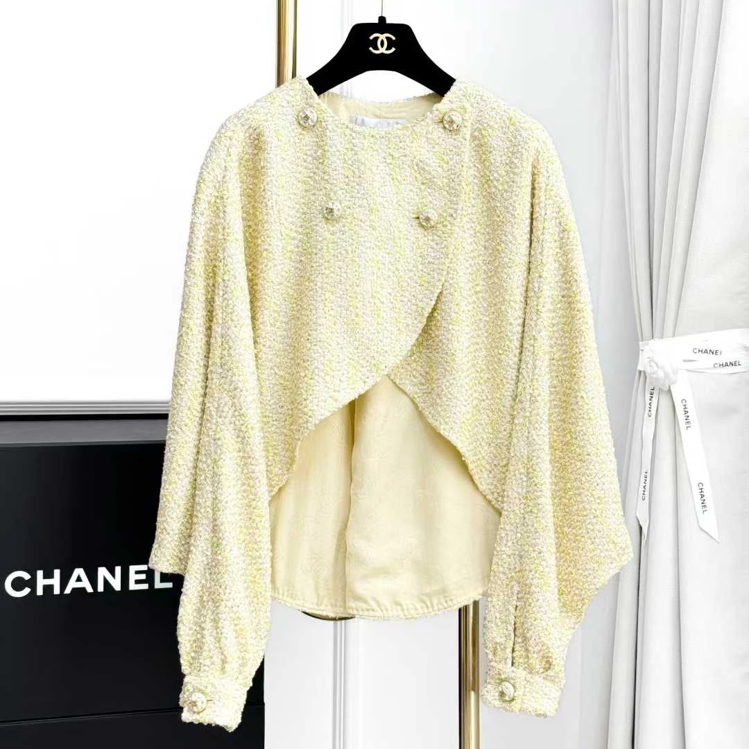99新 Chanel/香奈儿 36码23S黄色亮片不规则斗篷外套