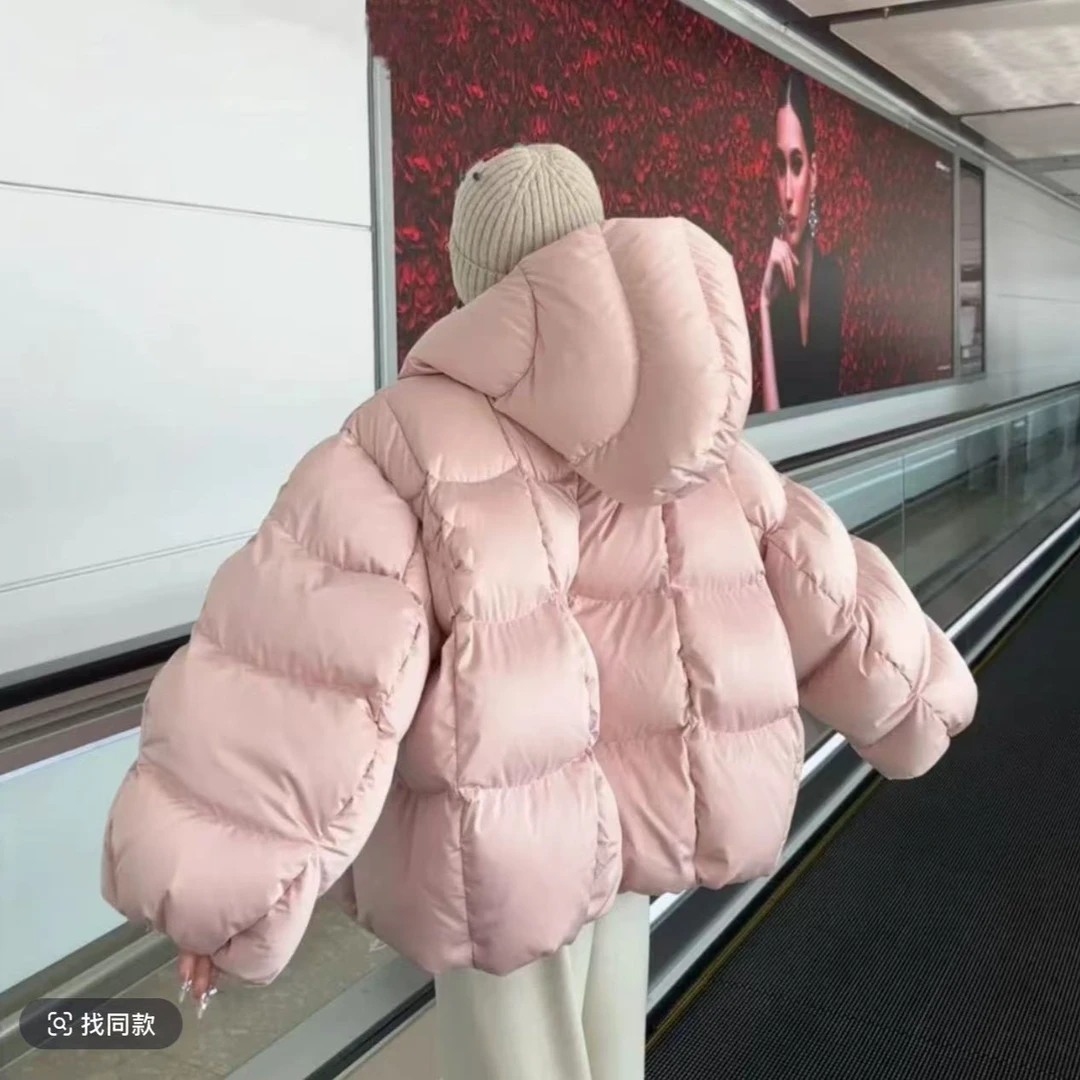 12312 连帽短款羽绒服显眼包休闲冬季宽松加厚保暖