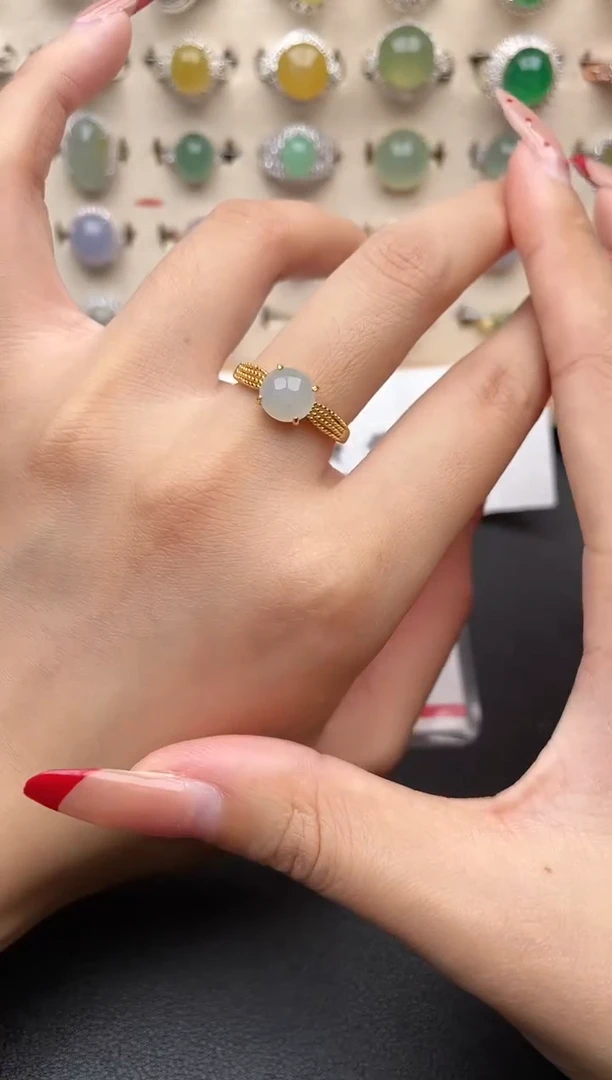 【闪购商品】翡翠戒指银S925镶嵌一物一证一礼盒