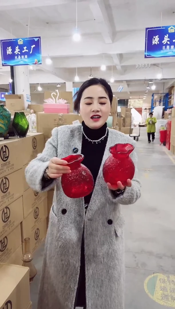 【闪购商品】玻璃安琪花瓶-微瑕--3R27L一对