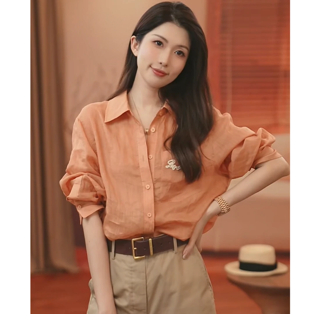 VITALITY COCO衬衫落肩袖衬衫领气质上衣百搭长袖小众