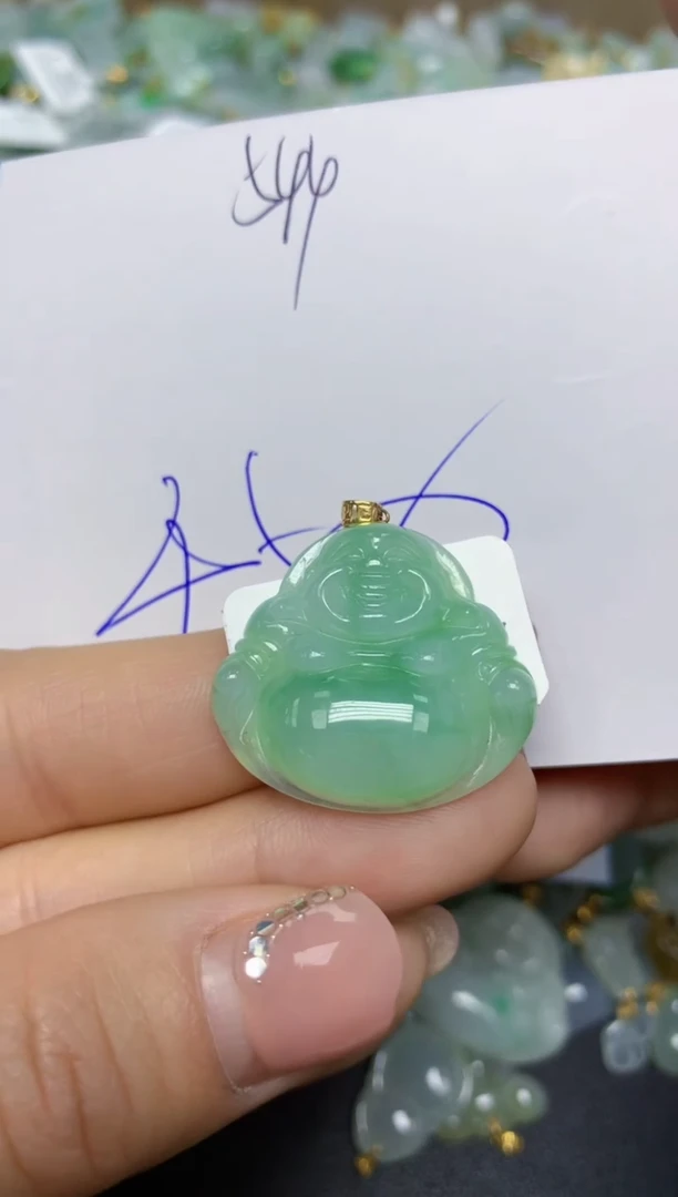 【闪购商品】翡翠挂件18K金镶嵌 天然翡翠A货