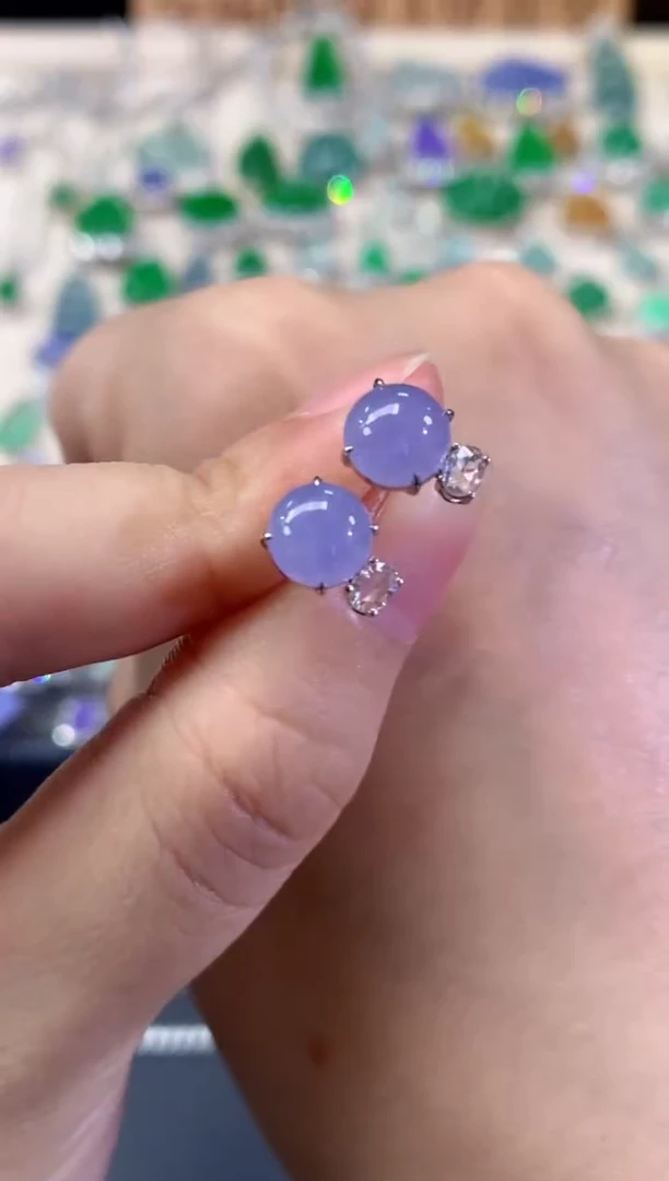 18K金镶嵌翡翠耳饰C265|9800