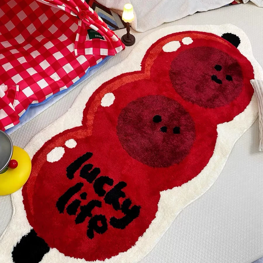 糖葫芦红色喜庆地垫新年结婚布置卧室床边飘窗毯